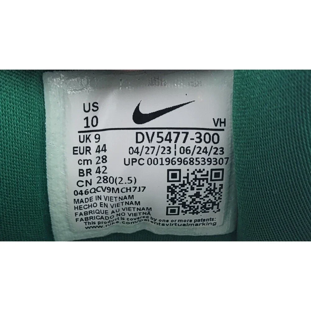Nike Force 58 SB Low Top Lace-Up Suede Sneakers White/Green/Black Mens Size 10